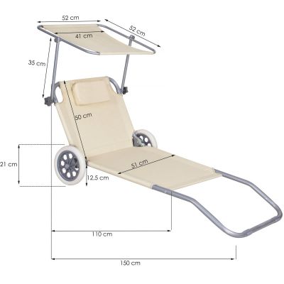 Zahradní lehátko na kolečkách SPRINGOS MOBI béžové