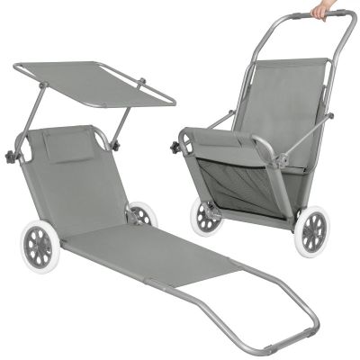 Zahradní lehátko na kolečkách SPRINGOS MOBI šedé