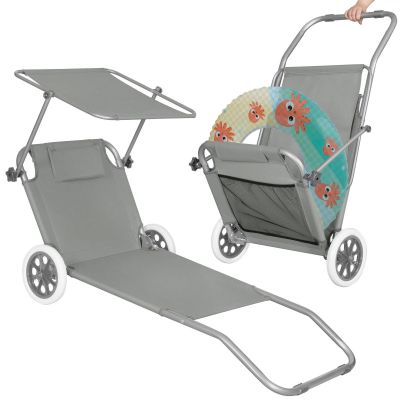 Zahradní lehátko na kolečkách SPRINGOS MOBI šedé