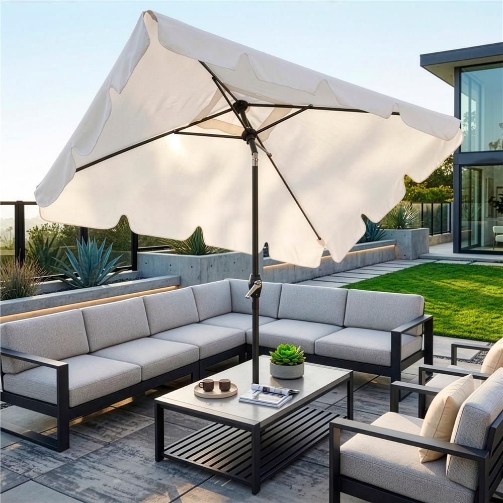 Zahradní slunečník 122x195 cm, krémový SPRINGOS PALMA GU0039