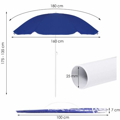 Zahradní slunečník 160 cm SPRINGOS VIVA BU0008 modro-bílý