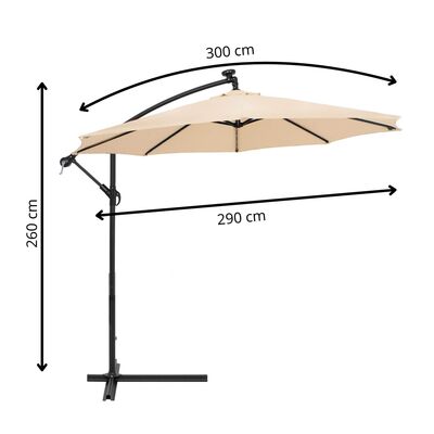Zahradní slunečník s led osvětlením 290 cm, béžový SPRINGOS ATENA GU0047