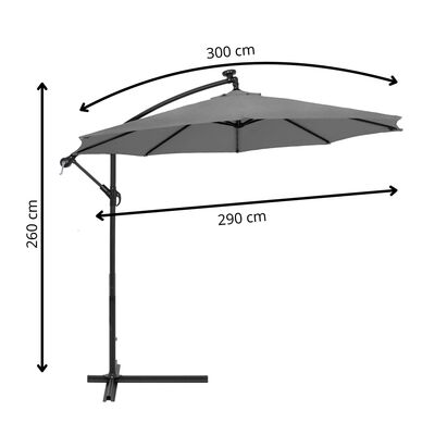 Zahradní slunečník s led osvětlením 290 cm, béžový SPRINGOS ATENA GU0047