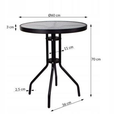Zahradní stolek 60 cm SPRINGOS BISTRO černý