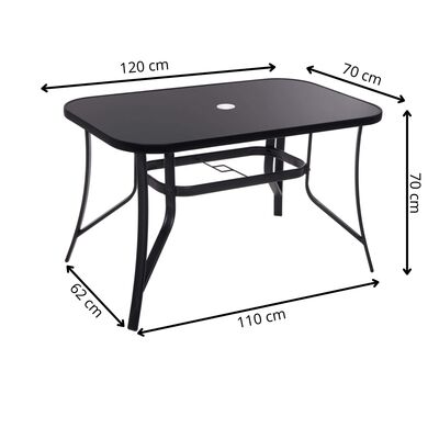 Zahradní stůl 120x70 SPRINGOS TOSCANA GF0077 černý