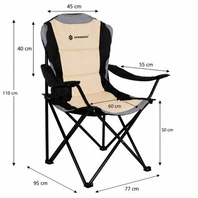Kempingové křeslo SPRINGOS COSTA PREMIUM XXL béžovo-černé