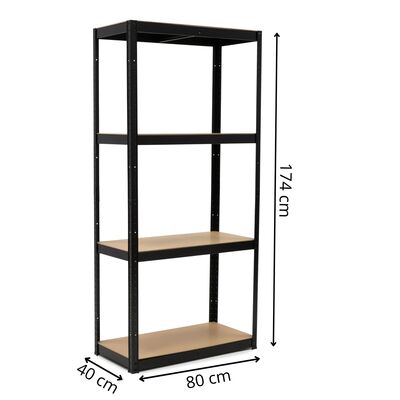 Kovový regál 200x120x40 cm 5 polic SPRINGOS HA5284 černý
