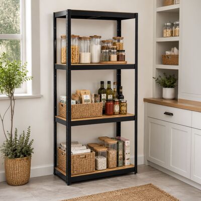 Kovový regál 200x120x40 cm 5 polic SPRINGOS HA5284 černý