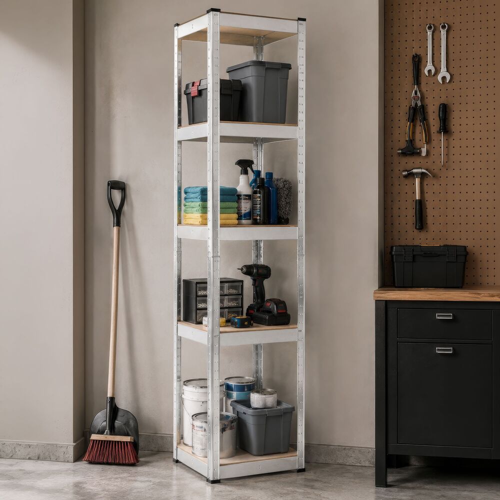Kovový regál 200x120x40 cm 5 polic SPRINGOS HA5284 černý
