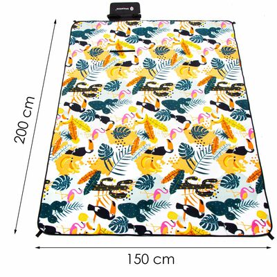 Pikniková deka 200x200 cm SPRINGOS PM041 zelená s listy