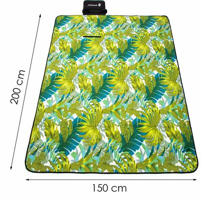 Pikniková deka 200x200 cm SPRINGOS PM041 zelená s listy