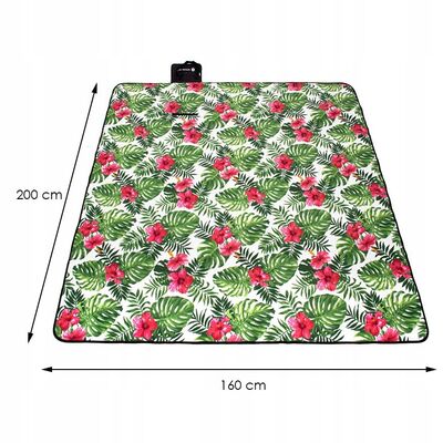 Pikniková deka 200x200 cm SPRINGOS PM041 zelená s listy