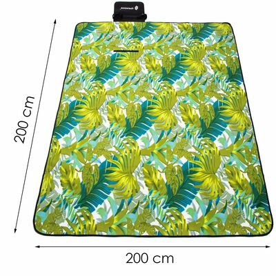Pikniková deka 200x200 cm SPRINGOS PM041 zelená s listy