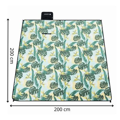 Pikniková deka 200x200 cm SPRINGOS PM041 zelená s listy