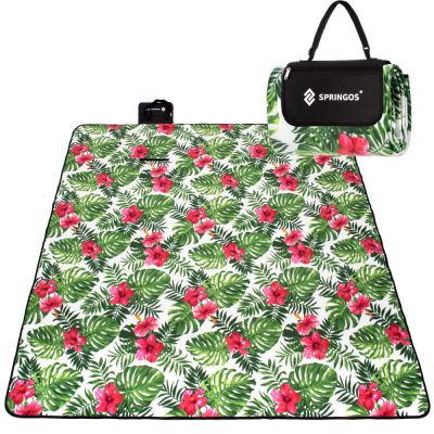 Pikniková deka 200x200 cm SPRINGOS PM041 zelená s listy