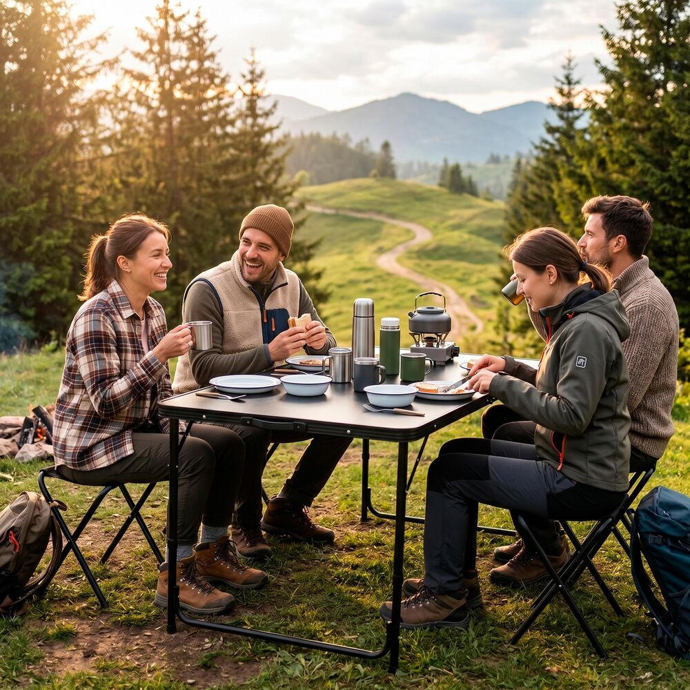 Turistická sada kempingový stolek + židle SPRINGOS CS0165 šedá